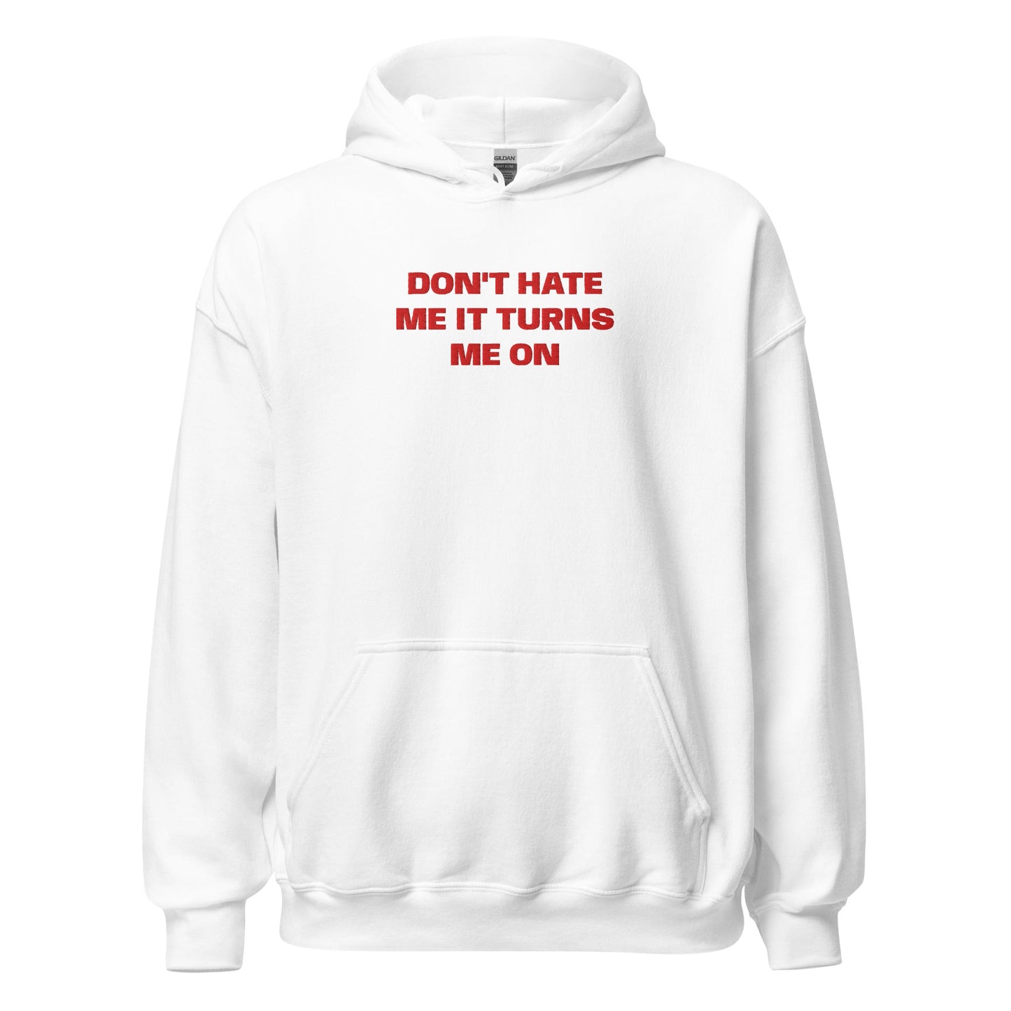 Don't Hate Me It Turns Me On - White Hoodie - SLUTees