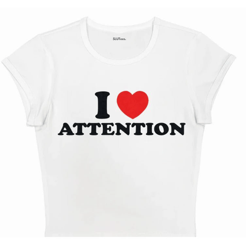 I Heart Attention - White Baby Tee - SLUTees