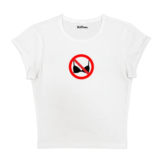 No Bra Club - White Baby Tee - SLUTees