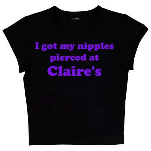 Pierced At Claire's - Black Baby Tee - SLUTees